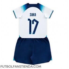 Inglaterra Bukayo Saka #17 Primera Equipación Niños Mundial 2022 Manga Corta (+ Pantalones cortos)